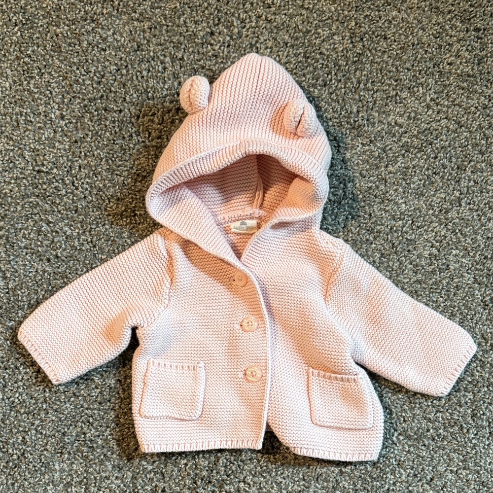 GAP Baby Pink Hooded Knit Sweater with Ears